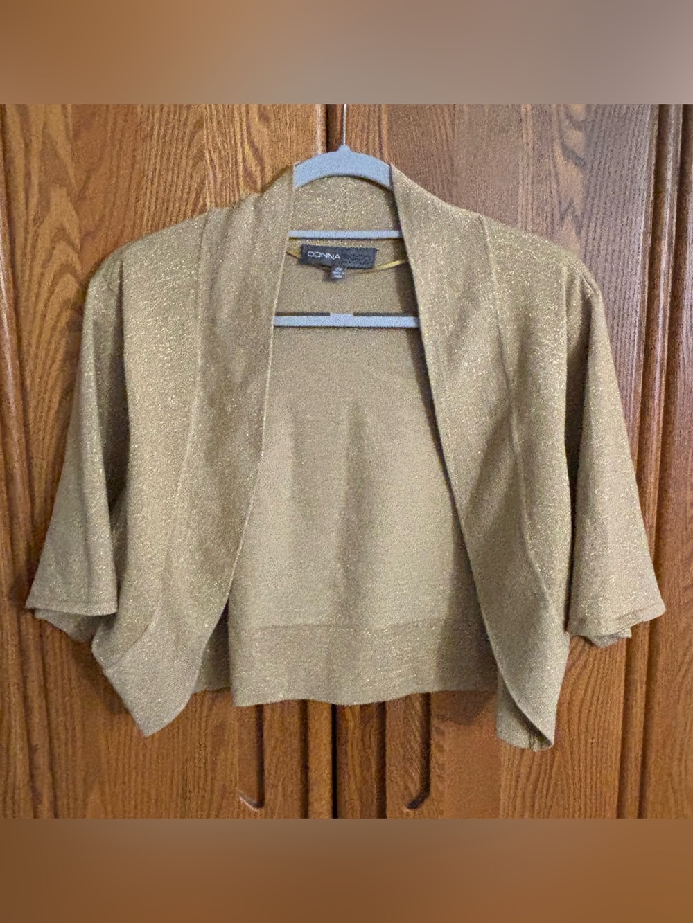 Donna Ricco Gold Metallic Cropped Bolero